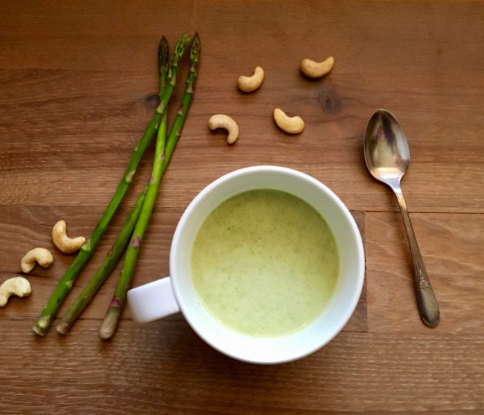 Creamy Vegan Asparagus Soup with Cashew-Hemp Milk (Velouté)
