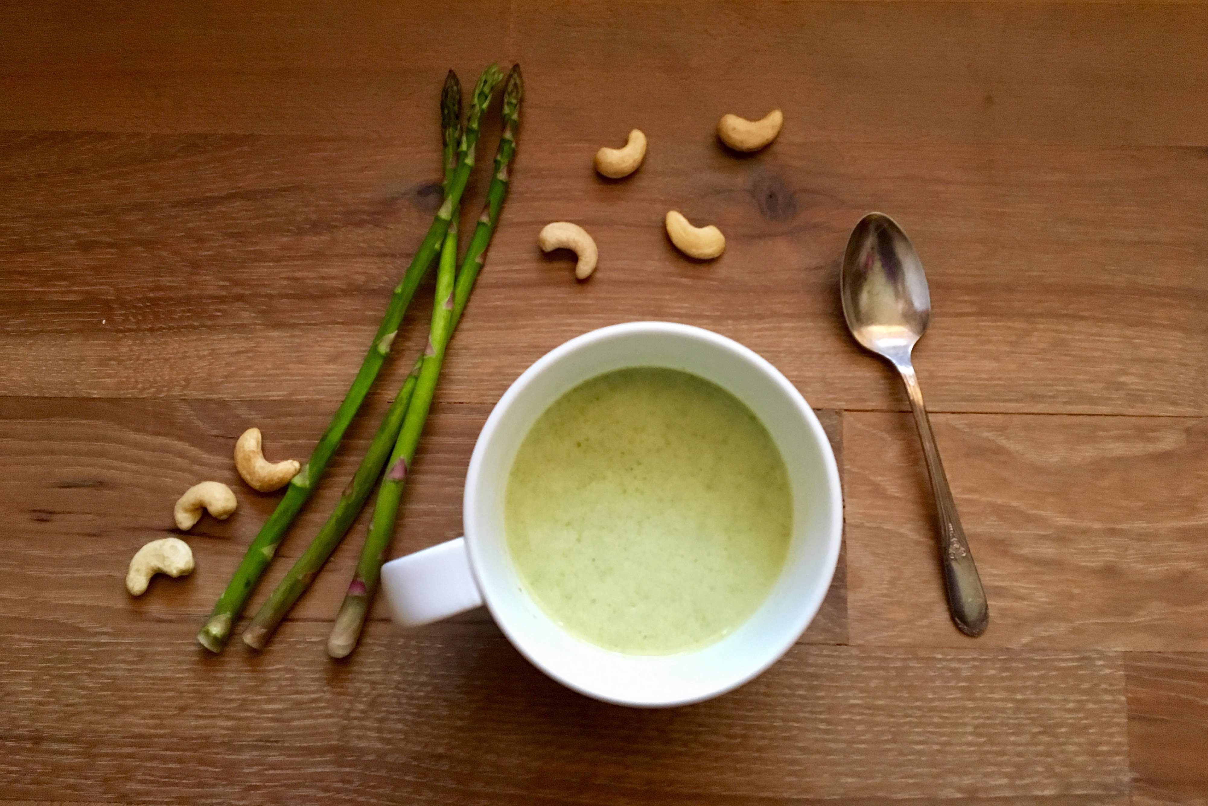 Creamy Vegan Asparagus Soup with Cashew-Hemp Milk (Velouté)